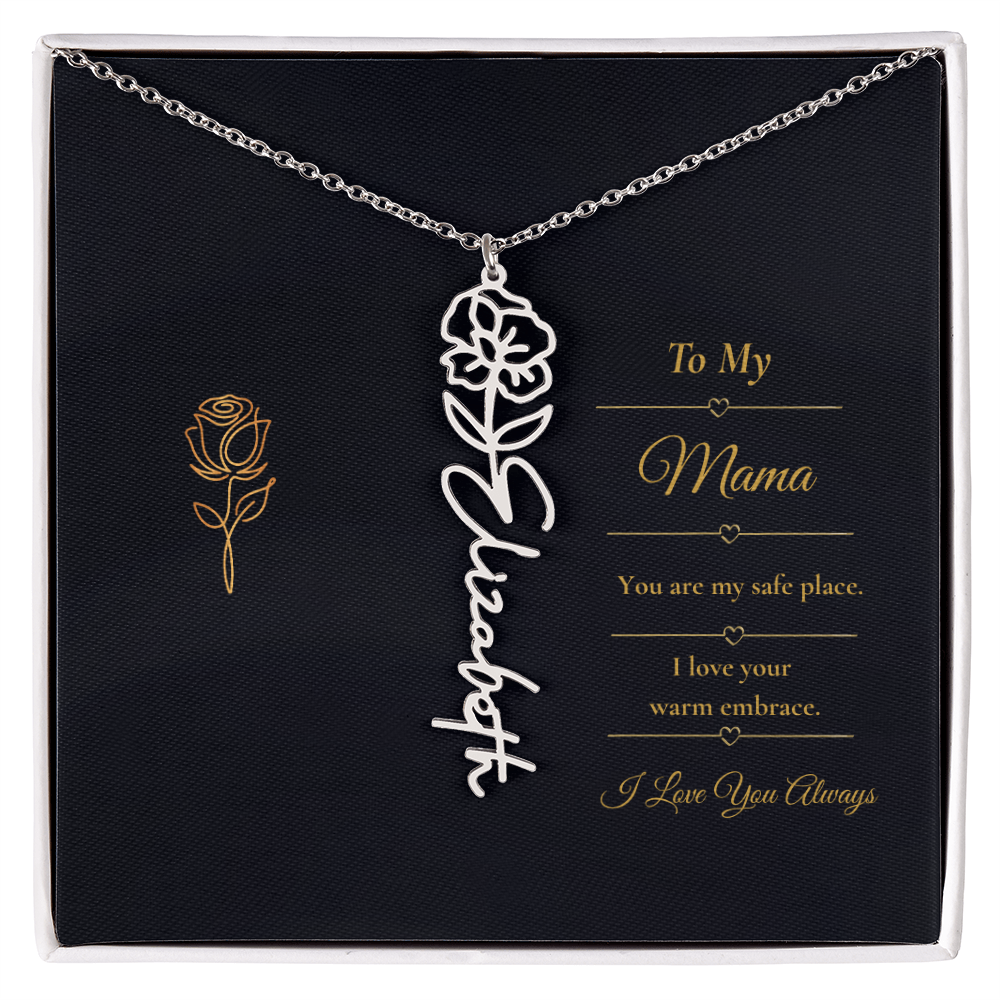 To My Mama Necklace – Personalized Flower Name Necklace Gift for Mama