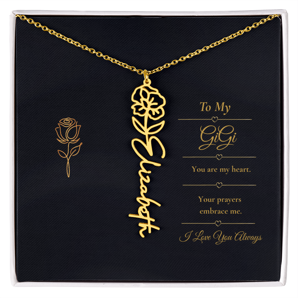 To My GiGi Necklace – Personalized Flower Name Necklace Gift for GiGi