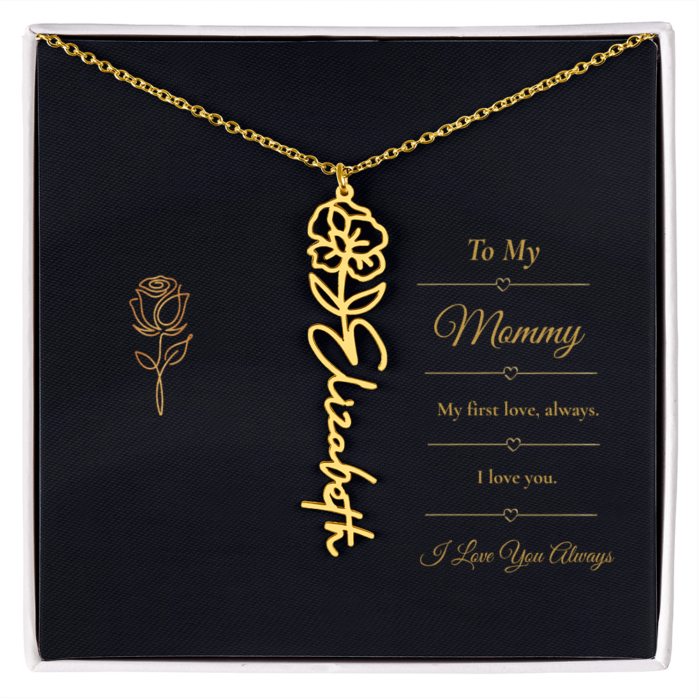 To My Mommy Necklace – Personalized Flower Name Necklace Gift for Mommy