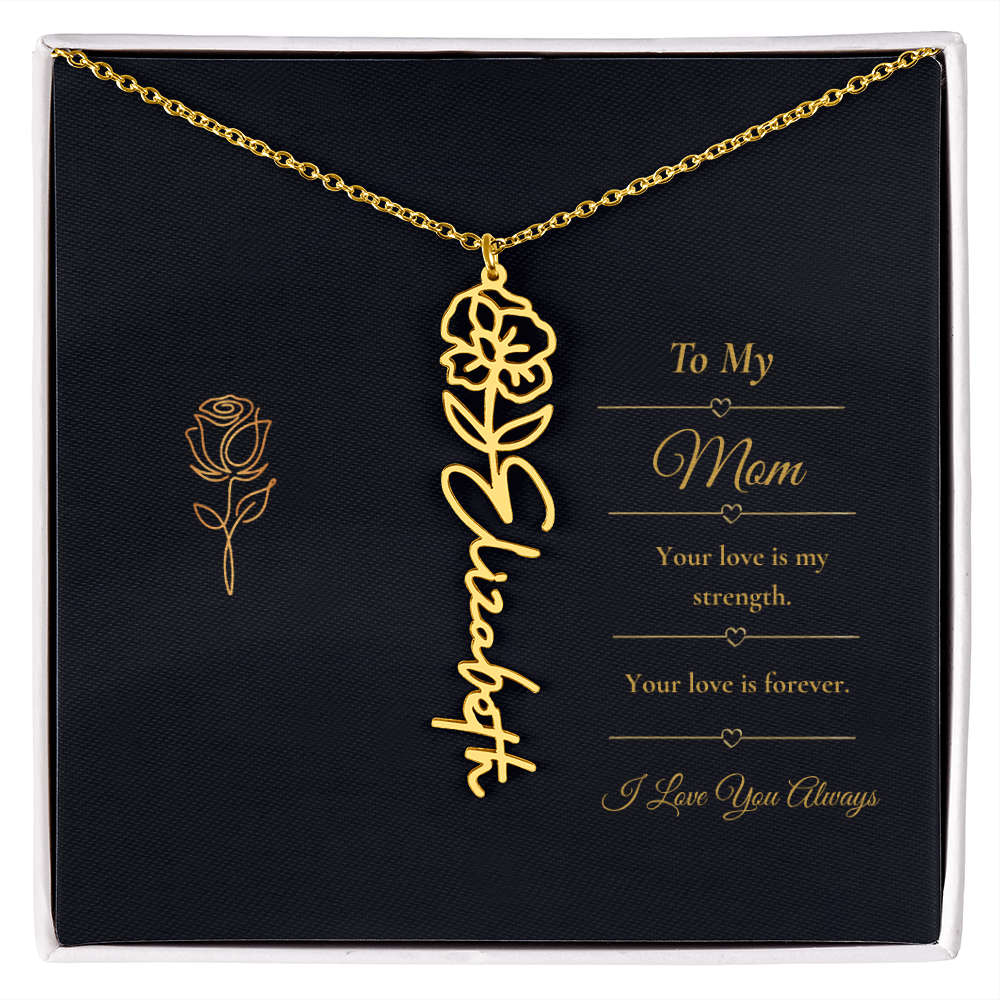 To My Mom Necklace – Personalized Flower Name Necklace Gift for Mom