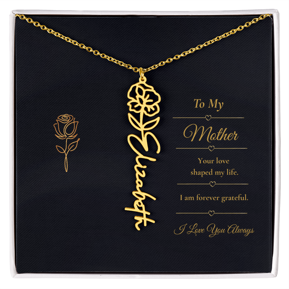 To My Mother Necklace – Personalized Flower Name Necklace Gift for Mother