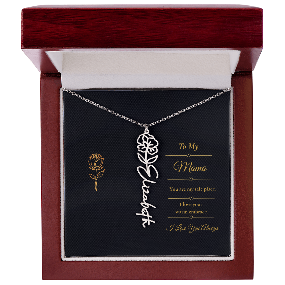 To My Mama Necklace – Personalized Flower Name Necklace Gift for Mama