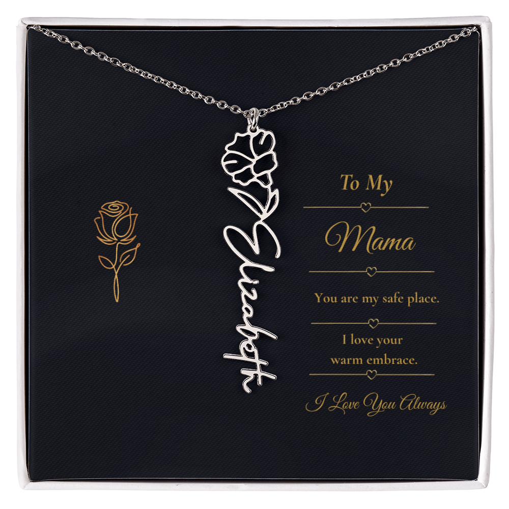 To My Mama Necklace – Personalized Flower Name Necklace Gift for Mama