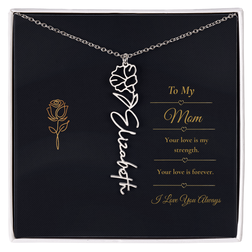 To My Mom Necklace – Personalized Flower Name Necklace Gift for Mom