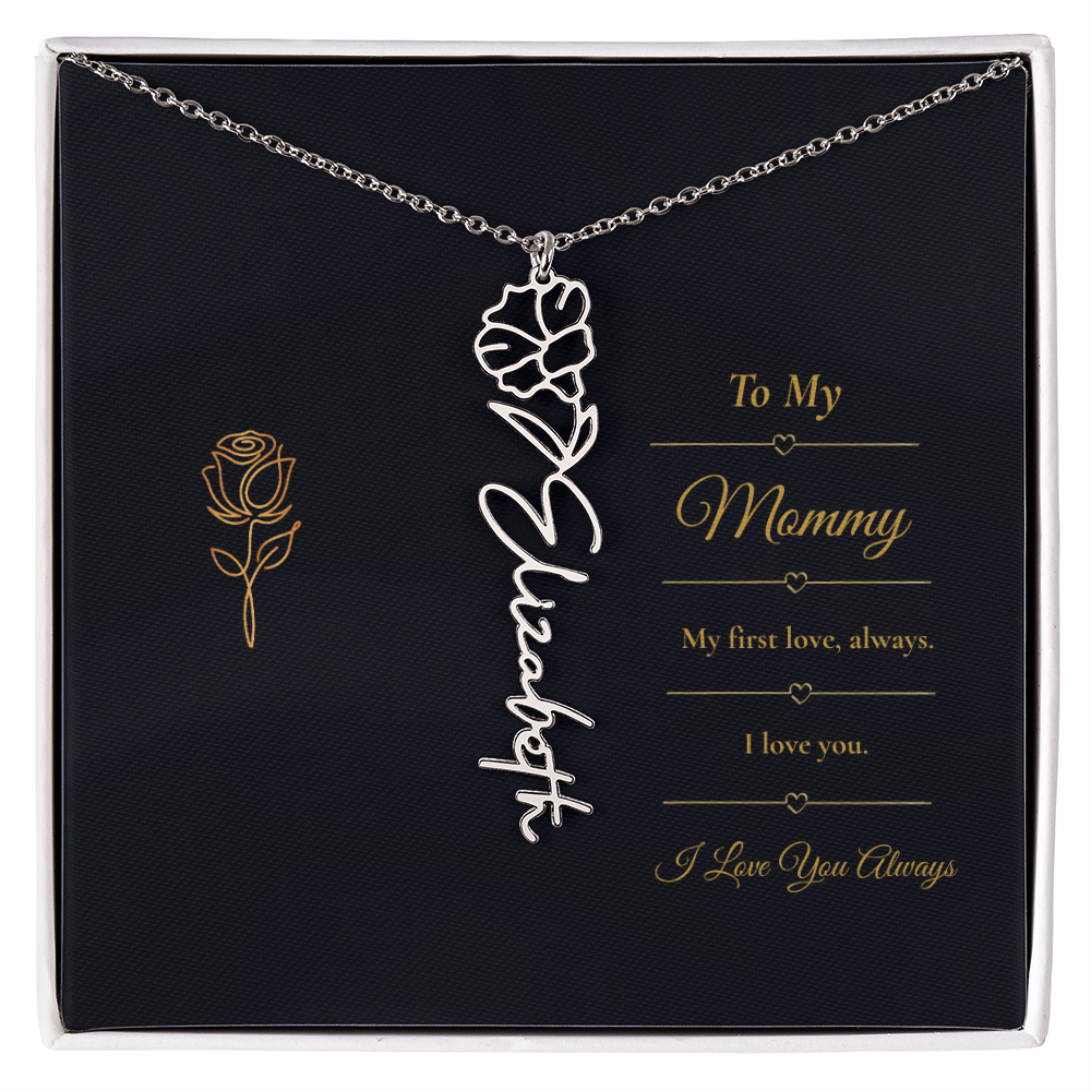 To My Mommy Necklace – Personalized Flower Name Necklace Gift for Mommy