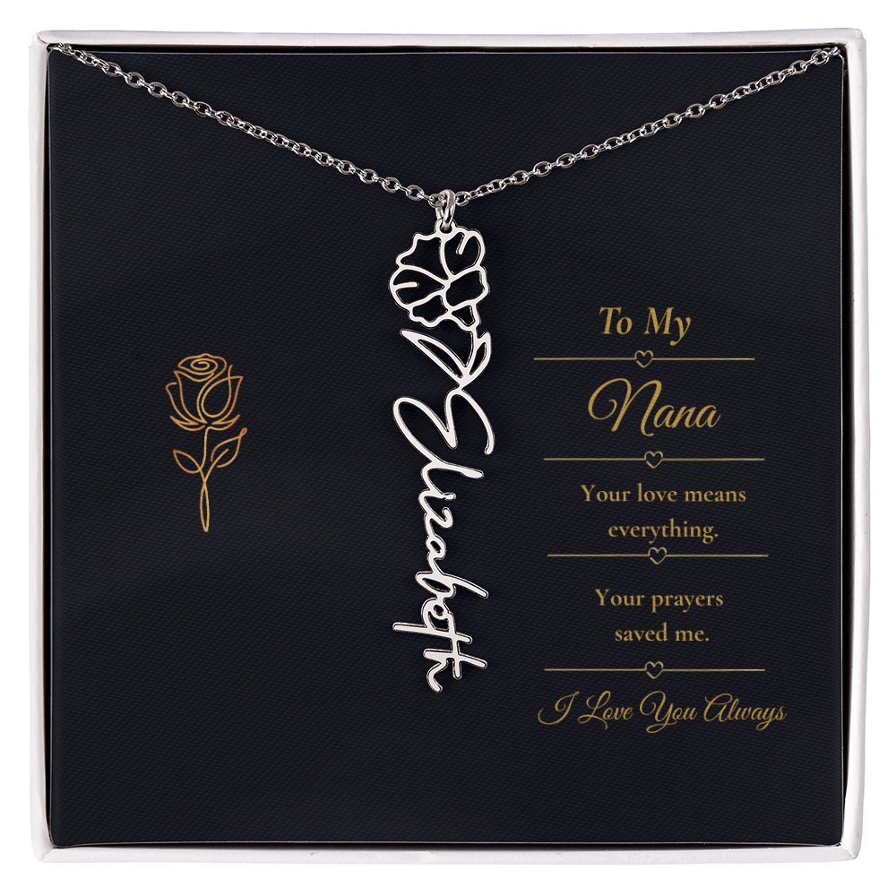 To My Nana Necklace – Personalized Flower Name Necklace Gift for Nana