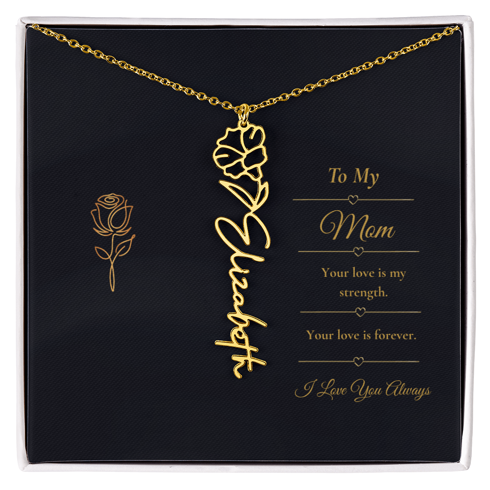 To My Mom Necklace – Personalized Flower Name Necklace Gift for Mom
