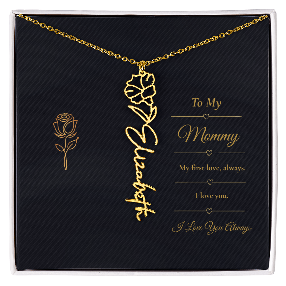 To My Mommy Necklace – Personalized Flower Name Necklace Gift for Mommy