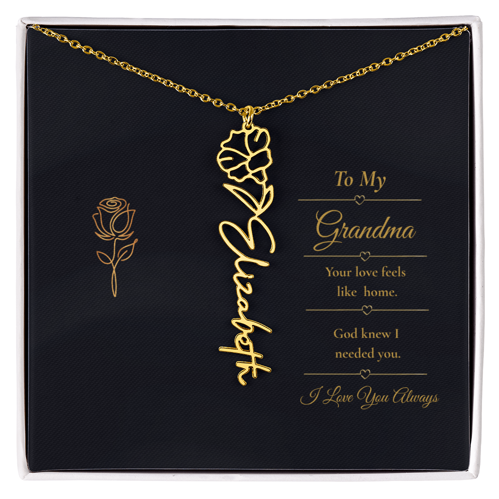To  My Grandma Necklace – Personalized Flower Name Necklace, Meaningful Gift for Grandma, Jewelry That Says I Love You