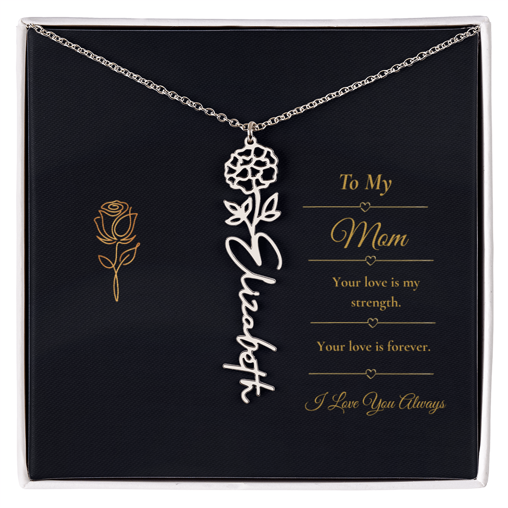 To My Mom Necklace – Personalized Flower Name Necklace Gift for Mom