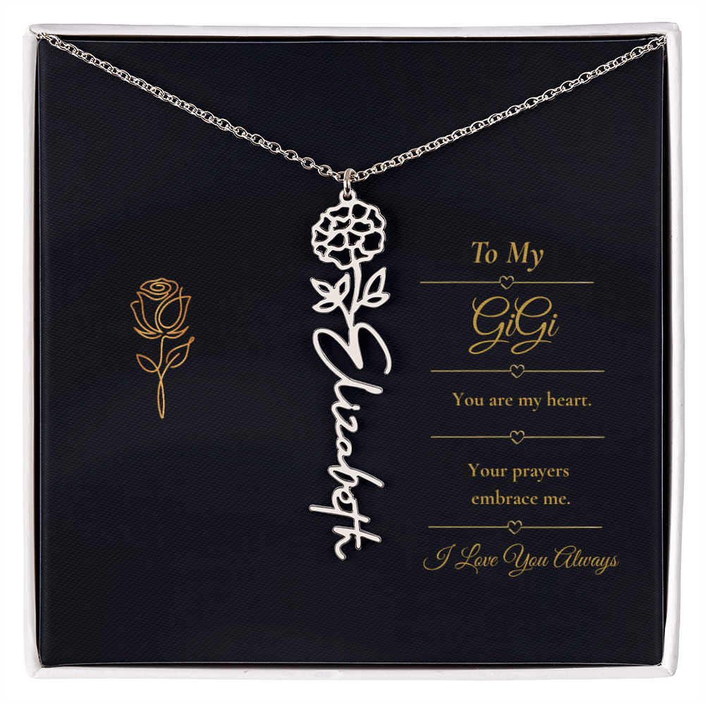 To My GiGi Necklace – Personalized Flower Name Necklace Gift for GiGi