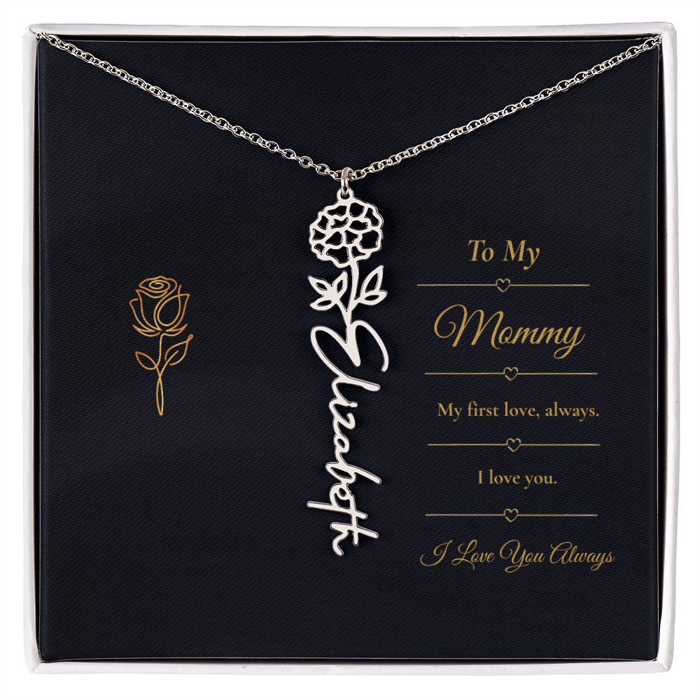 To My Mommy Necklace – Personalized Flower Name Necklace Gift for Mommy