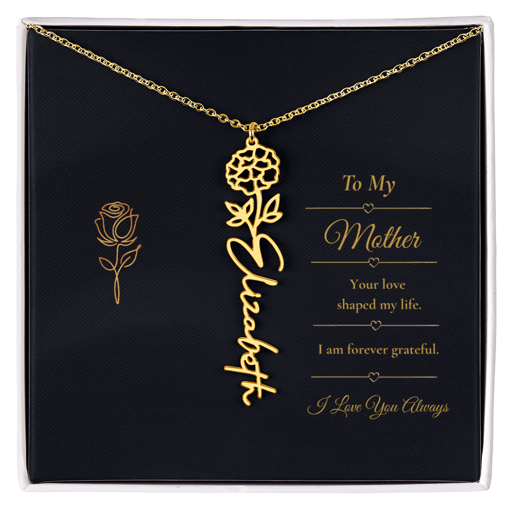 To My Mother Necklace – Personalized Flower Name Necklace Gift for Mother