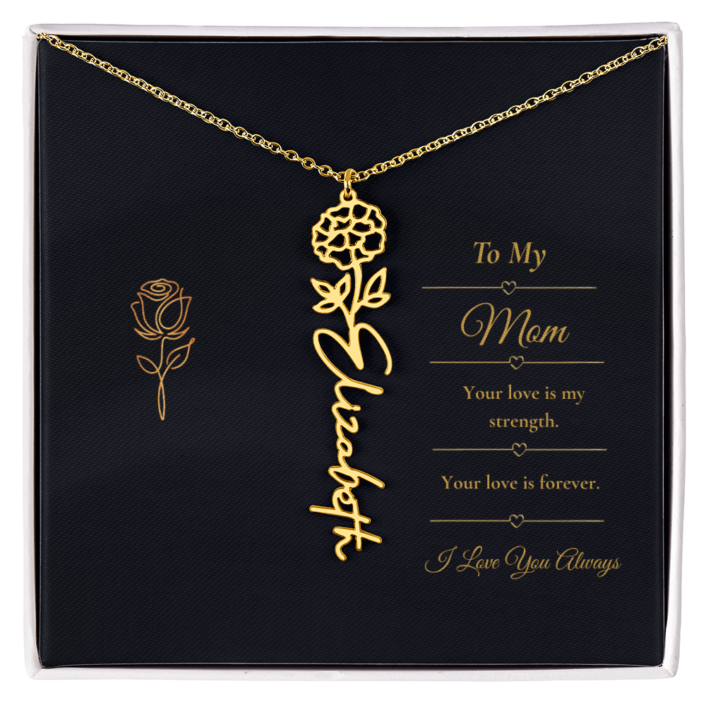 To My Mom Necklace – Personalized Flower Name Necklace Gift for Mom