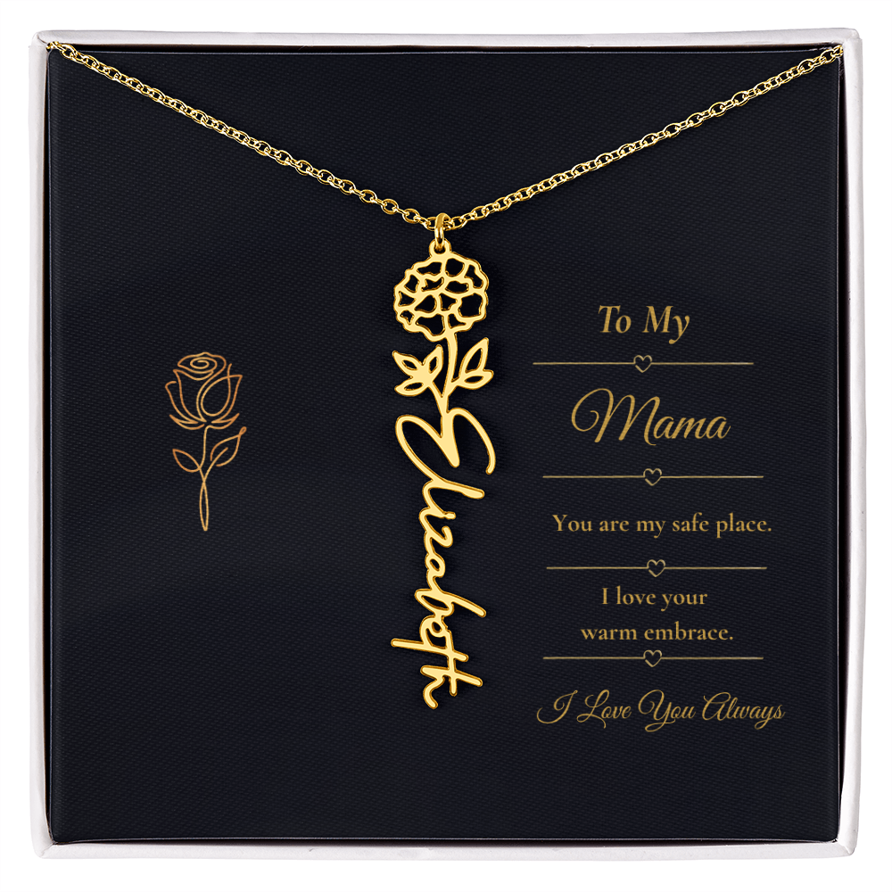 To My Mama Necklace – Personalized Flower Name Necklace Gift for Mama
