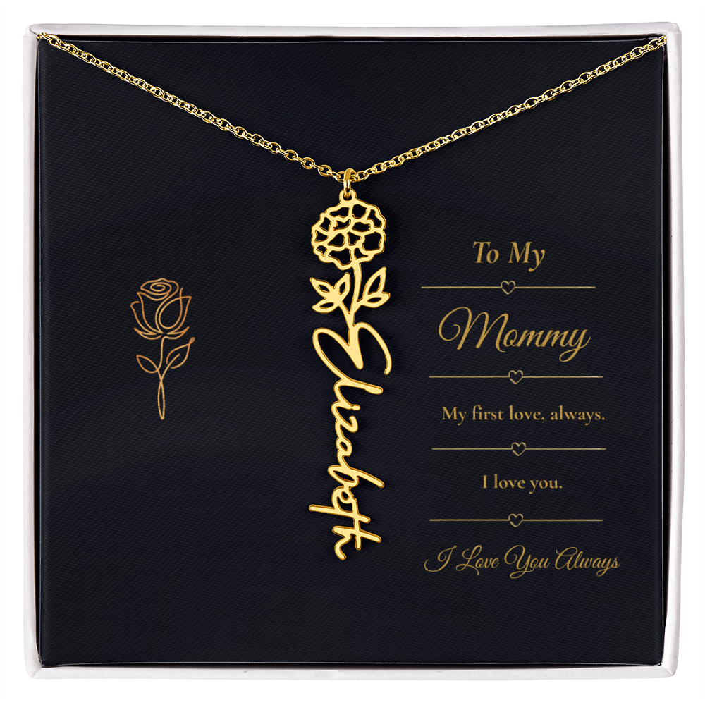 To My Mommy Necklace – Personalized Flower Name Necklace Gift for Mommy