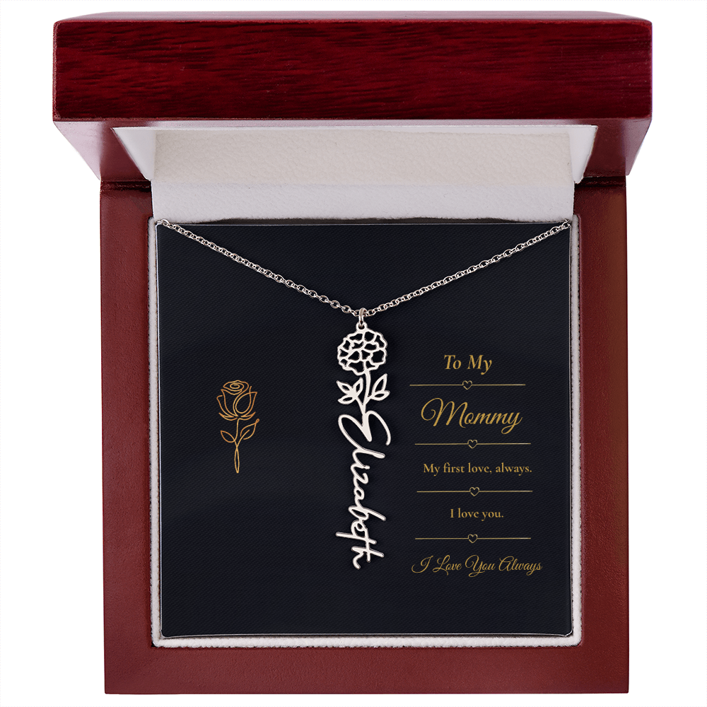 To My Mommy Necklace – Personalized Flower Name Necklace Gift for Mommy