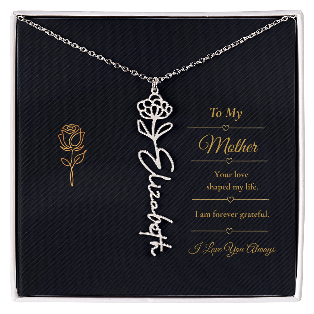 To My Mother Necklace – Personalized Flower Name Necklace Gift for Mother