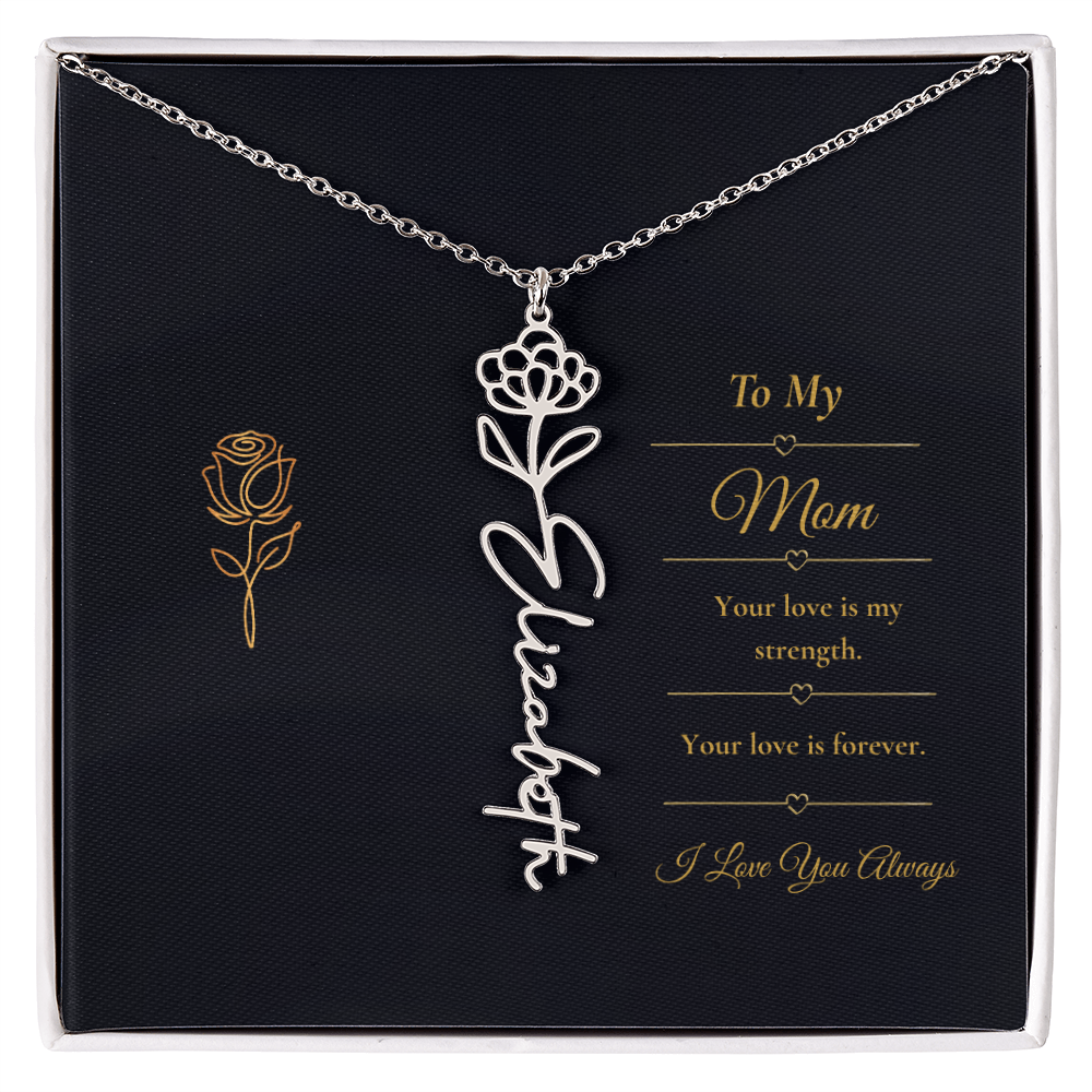 To My Mom Necklace – Personalized Flower Name Necklace Gift for Mom