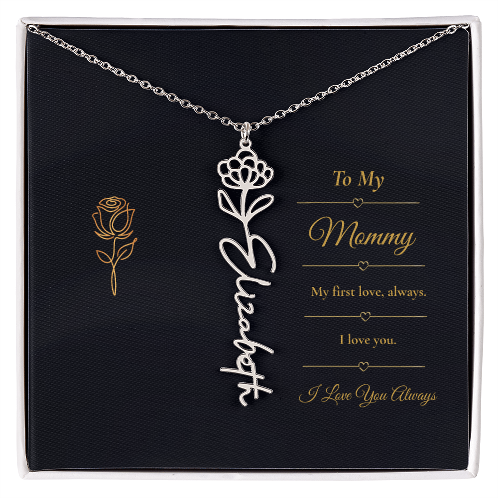 To My Mommy Necklace – Personalized Flower Name Necklace Gift for Mommy
