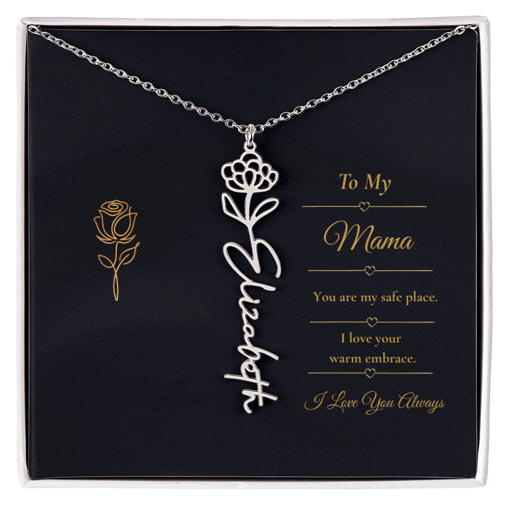 To My Mama Necklace – Personalized Flower Name Necklace Gift for Mama