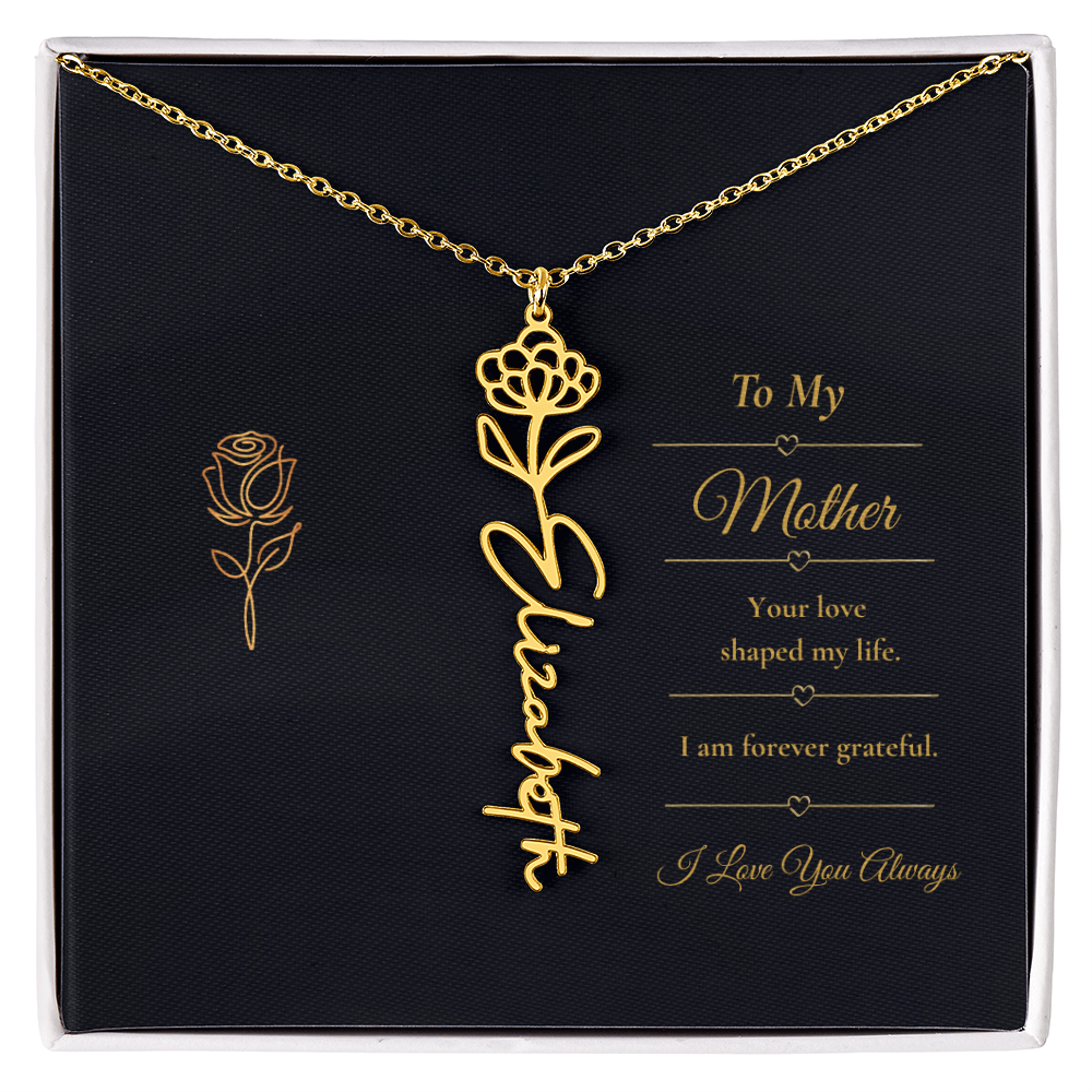 To My Mother Necklace – Personalized Flower Name Necklace Gift for Mother
