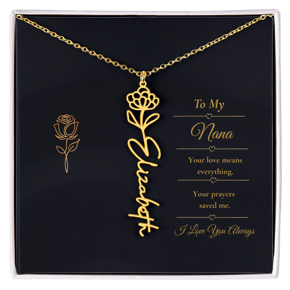 To My Nana Necklace – Personalized Flower Name Necklace Gift for Nana