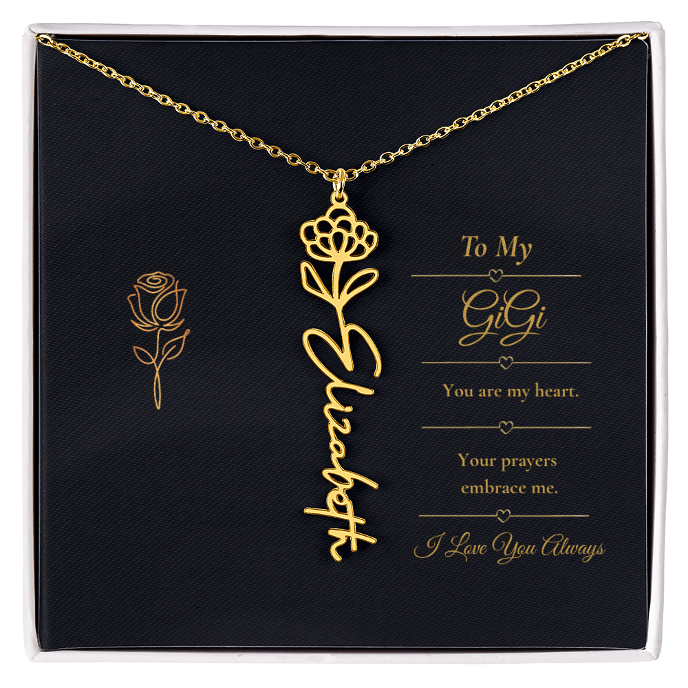 To My GiGi Necklace – Personalized Flower Name Necklace Gift for GiGi