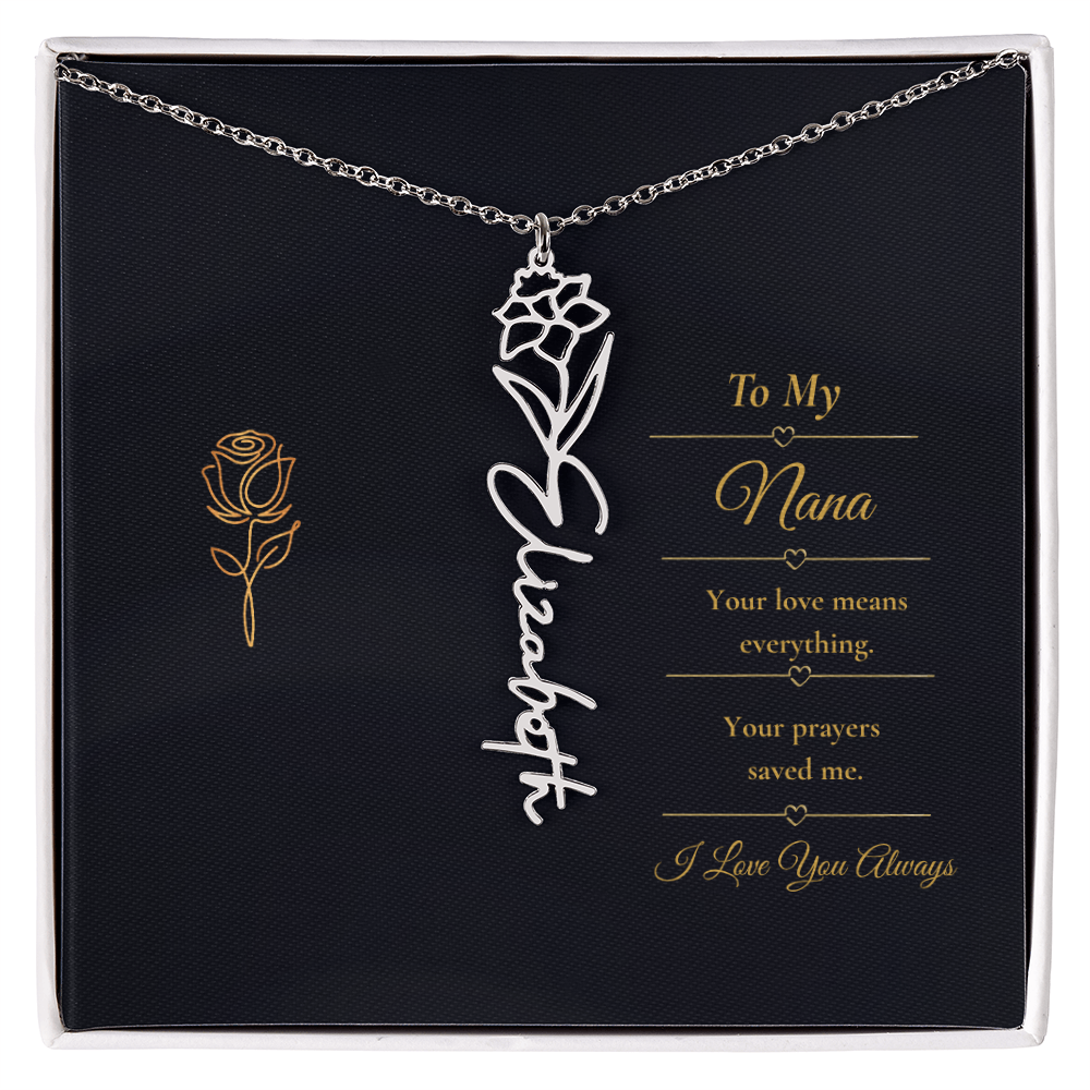 To My Nana Necklace – Personalized Flower Name Necklace Gift for Nana