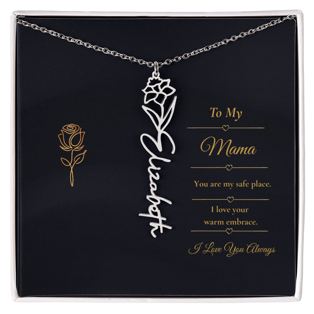 To My Mama Necklace – Personalized Flower Name Necklace Gift for Mama