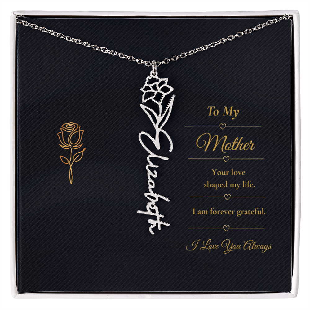 To My Mother Necklace – Personalized Flower Name Necklace Gift for Mother