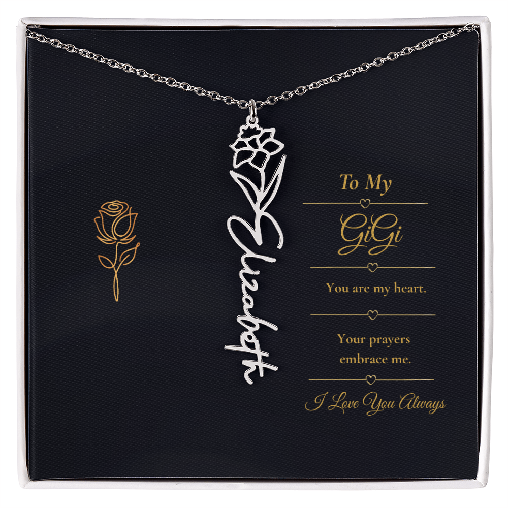 To My GiGi Necklace – Personalized Flower Name Necklace Gift for GiGi