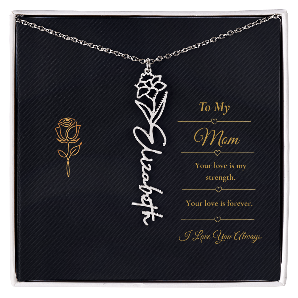 To My Mom Necklace – Personalized Flower Name Necklace Gift for Mom
