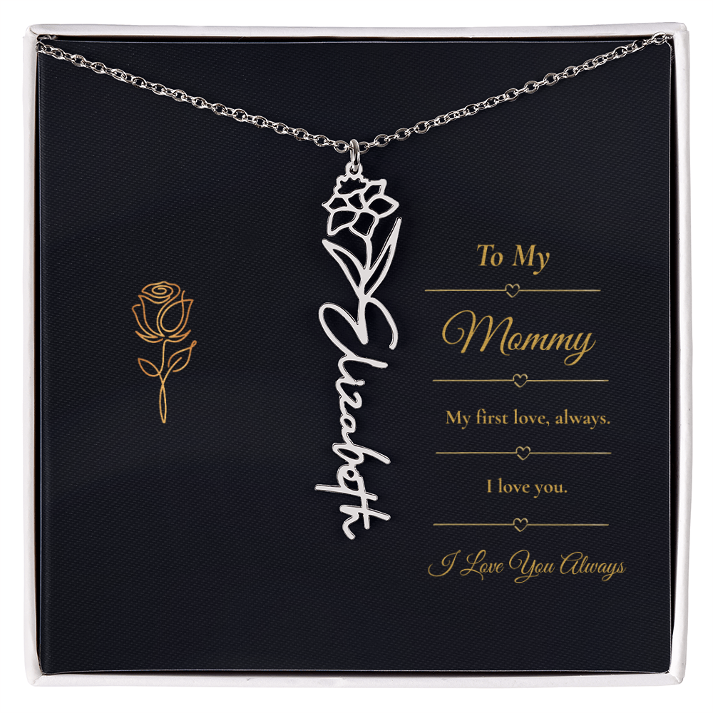 To My Mommy Necklace – Personalized Flower Name Necklace Gift for Mommy