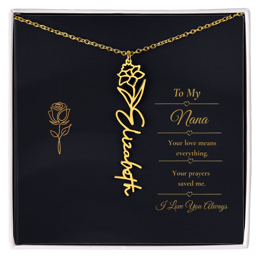 To My Nana Necklace – Personalized Flower Name Necklace Gift for Nana