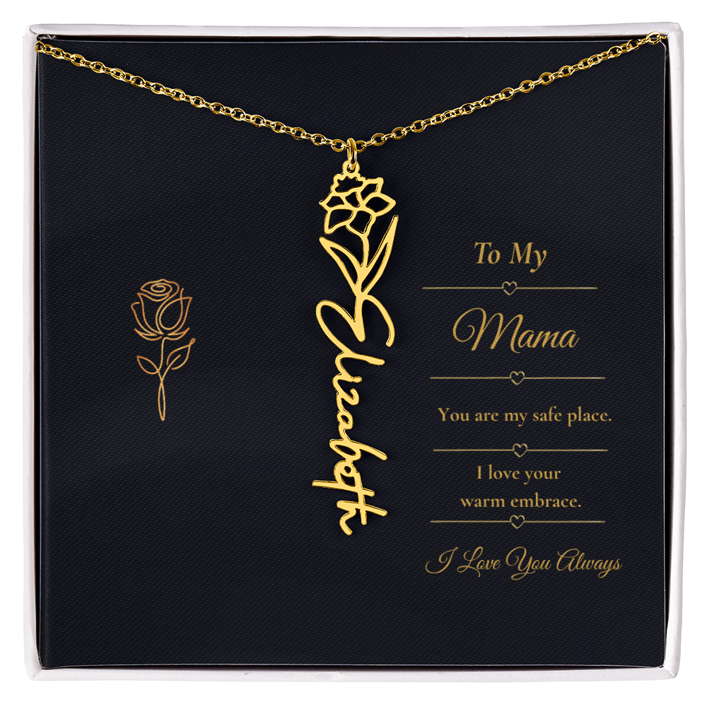 To My Mama Necklace – Personalized Flower Name Necklace Gift for Mama