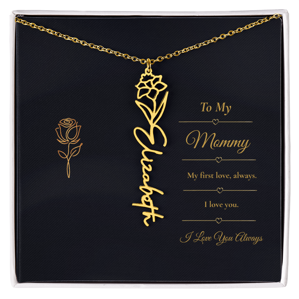 To My Mommy Necklace – Personalized Flower Name Necklace Gift for Mommy