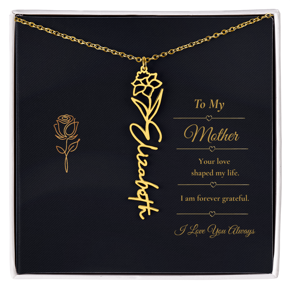 To My Mother Necklace – Personalized Flower Name Necklace Gift for Mother