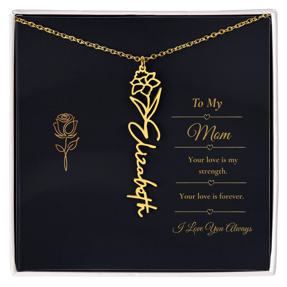 To My Mom Necklace – Personalized Flower Name Necklace Gift for Mom