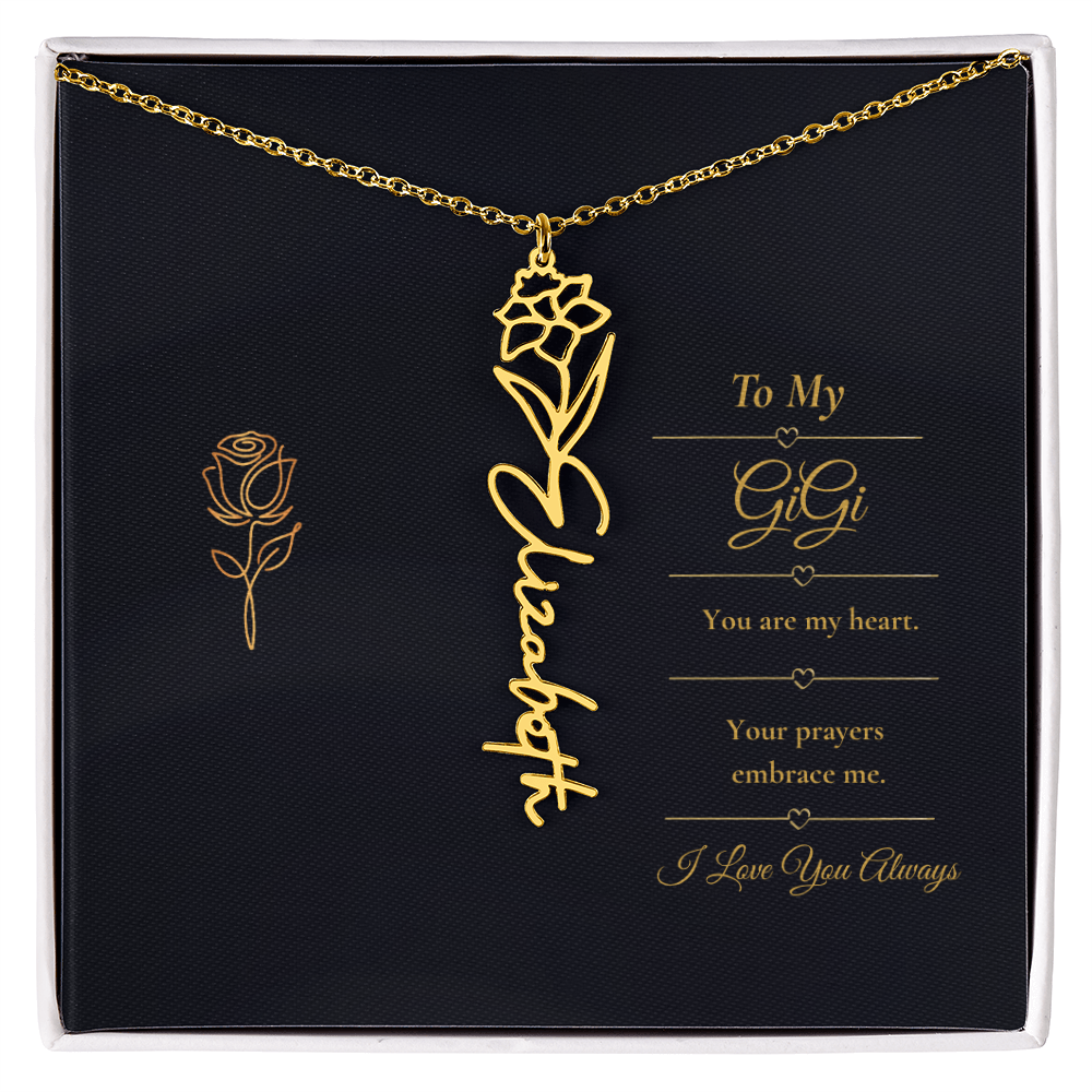 To My GiGi Necklace – Personalized Flower Name Necklace Gift for GiGi