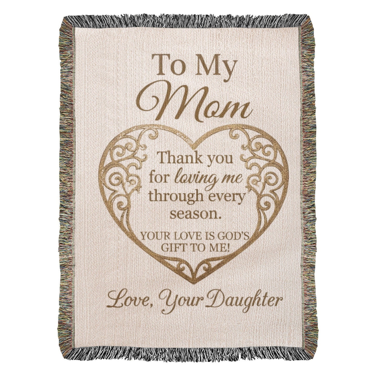 Christian gifts for mom including meaningful blankets from daughter with inspirational messages, faith-based home decor, and sentimental keepsake gifts.