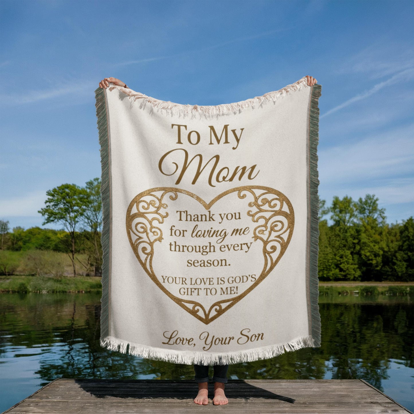 To My Mom Christian Woven Blanket | Thank You for Loving Me Gift from Son | Elegant Faith Blanket for Mom