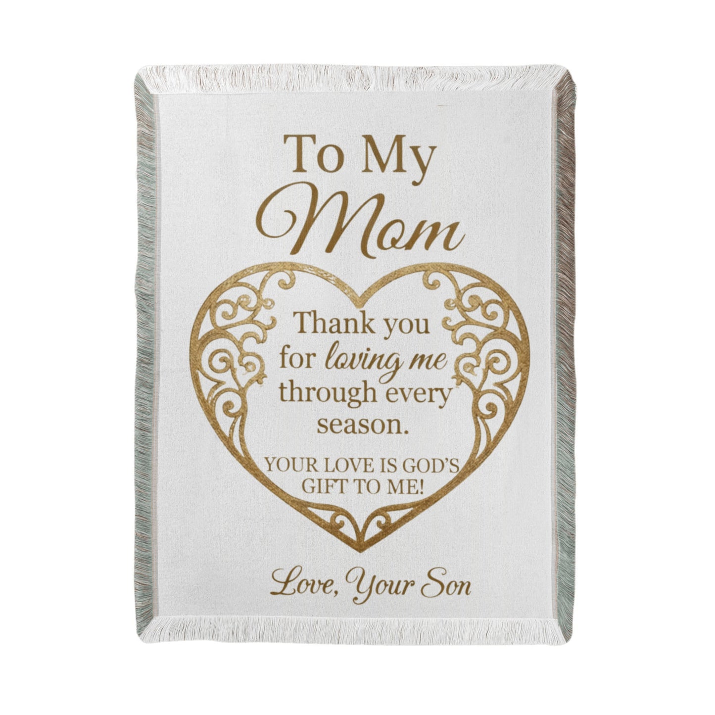 To My Mom Christian Woven Blanket | Thank You for Loving Me Gift from Son | Elegant Faith Blanket for Mom