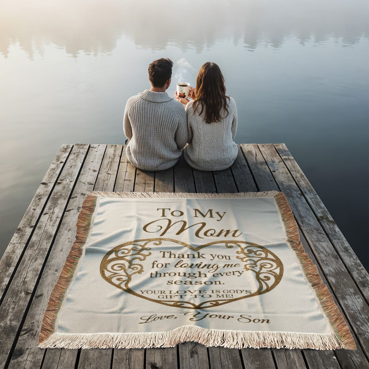 To My Mom Christian Woven Blanket | Thank You for Loving Me Gift from Son | Elegant Faith Blanket for Mom